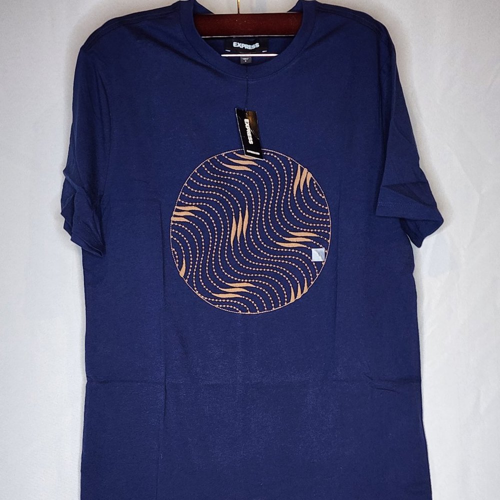 Express Men's Graphic Tee Circle Swirls in Navy Size S